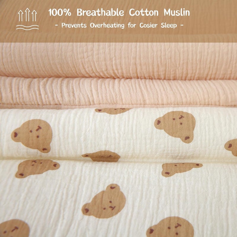 CLoucl Cotton Muslin Toddler Comforter/Quilt,Ultra Soft & Breathble Muslin Toddler Blanket,All Season Baby Blankets for Boys and Girls, Machine Washable,41"x48" - Image 5